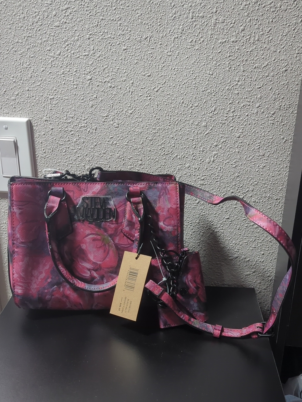 Steve Madden Pink Floral Satchel with Crossbody Strap